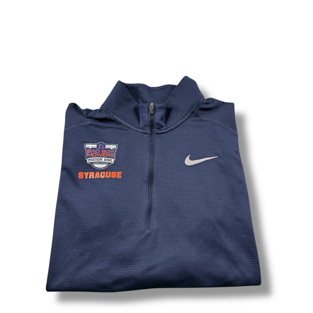 Nike Syracuse Orange Team Issued Yankee Stadium Pinstripe Bowl Dri-Fit 1/4 Zip L